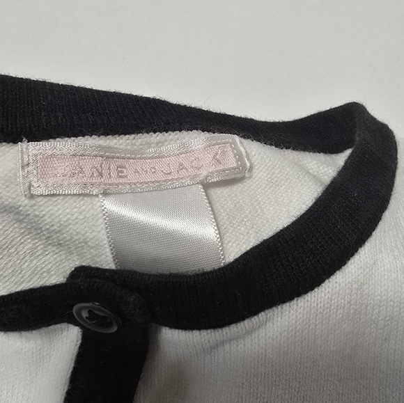 Janie and Jack Cotton White Cardigan with Black Bow Accents - Picture 6 of 11